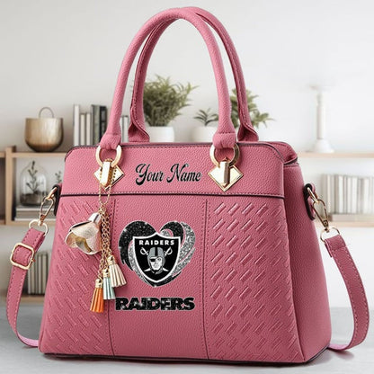 LIMITED EDITION - NEW CUSTOMIZED NFL07 LVR LAS VEGAS RAIDERS ZIP HANDBAG MULTICOLOR