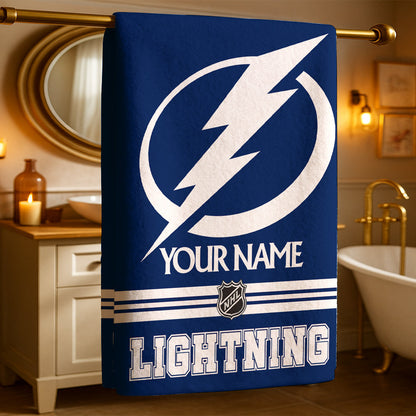 LIMITED EDITION - NEW CUSTOMIZED NHL12 TPL TAMPA BAY LIGHTNING BEACH & BATH TOWEL