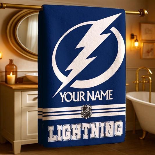 LIMITED EDITION - NEW CUSTOMIZED NHL12 TPL TAMPA BAY LIGHTNING BEACH & BATH TOWEL