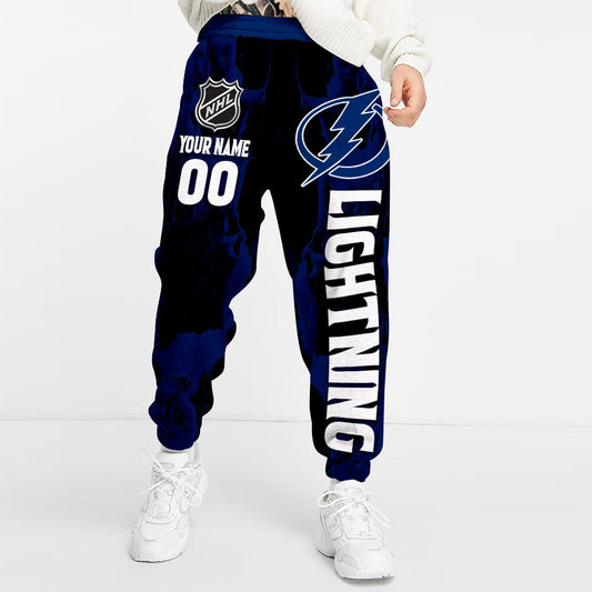 LIMITED EDITION - NEW CUSTOMIZED NHL12 TPL TAMPA BAY LIGHTNING LONG PANTS