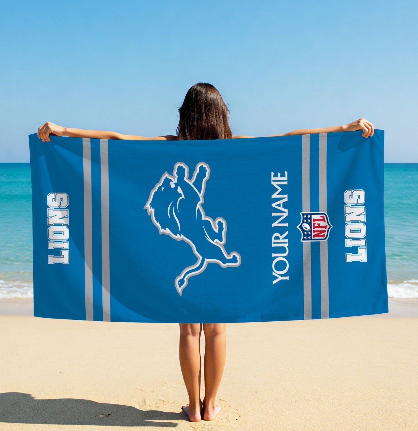 LIMITED EDITION - NEW CUSTOMIZED NFL04 DTL DETROIT LIONS BEACH & BATH TOWEL (KIDS & ADULTS)