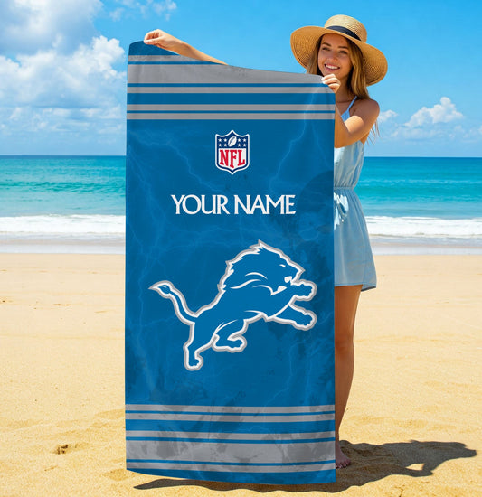 LIMITED EDITION - NEW CUSTOMIZED NFL04 DTL DETROIT LIONS BEACH & BATH TOWEL (KIDS & ADULTS)