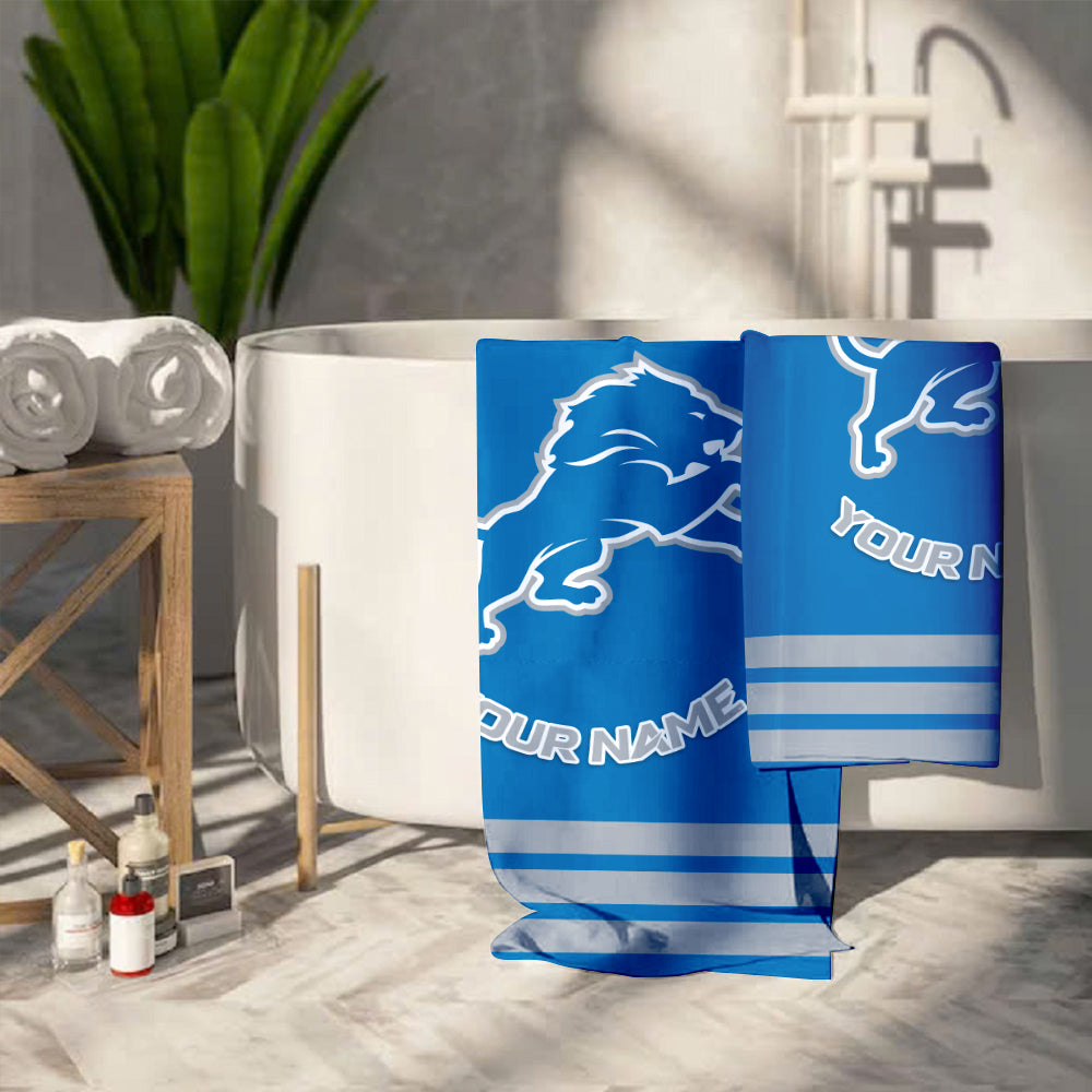 LIMITED EDITION - NEW CUSTOMIZED NFL04 DTL DETROIT LIONS BEACH & BATH TOWEL