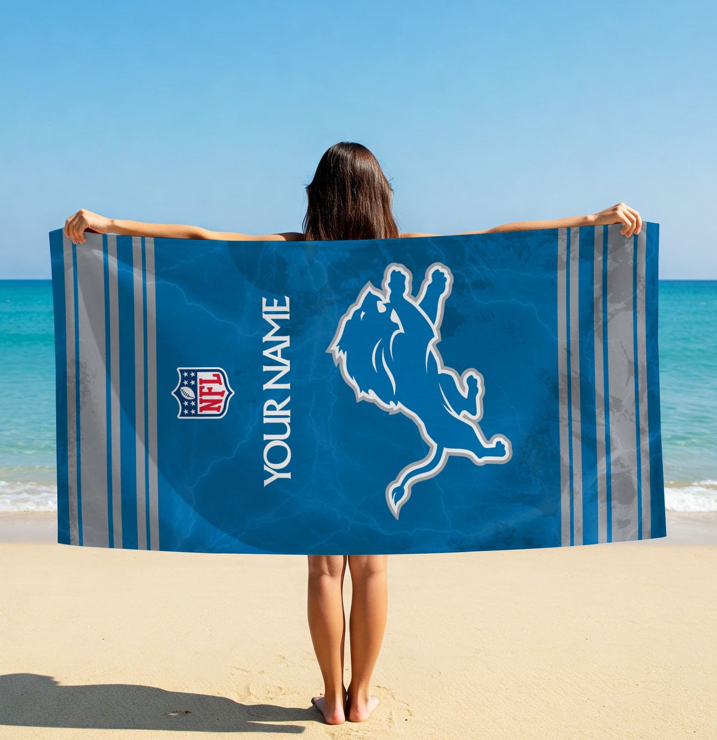LIMITED EDITION - NEW CUSTOMIZED NFL04 DTL DETROIT LIONS BEACH & BATH TOWEL (KIDS & ADULTS)