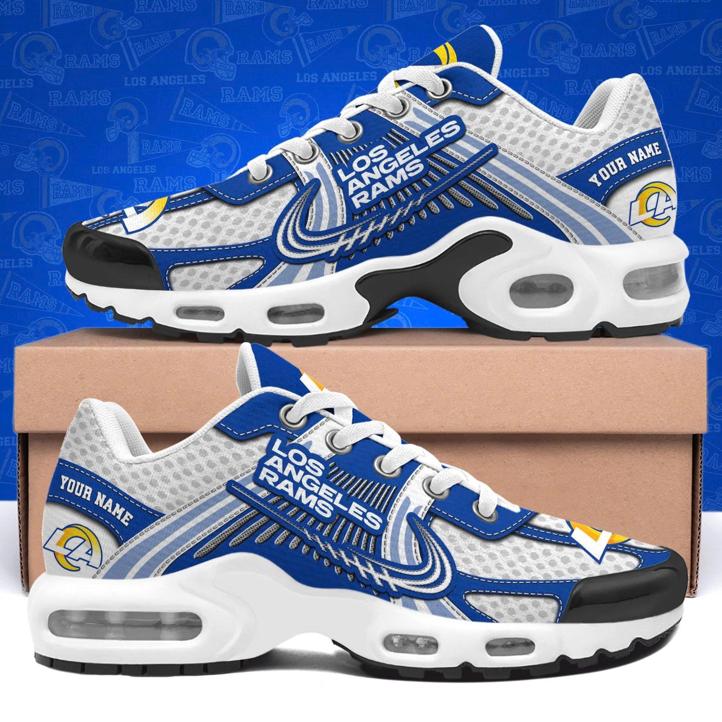 LIMITED EDITION - NEW CUSTOMIZED NFL22 LAR LOS ANGELES RAMS UNISEX AIR MAX PLUS SNEAKERS