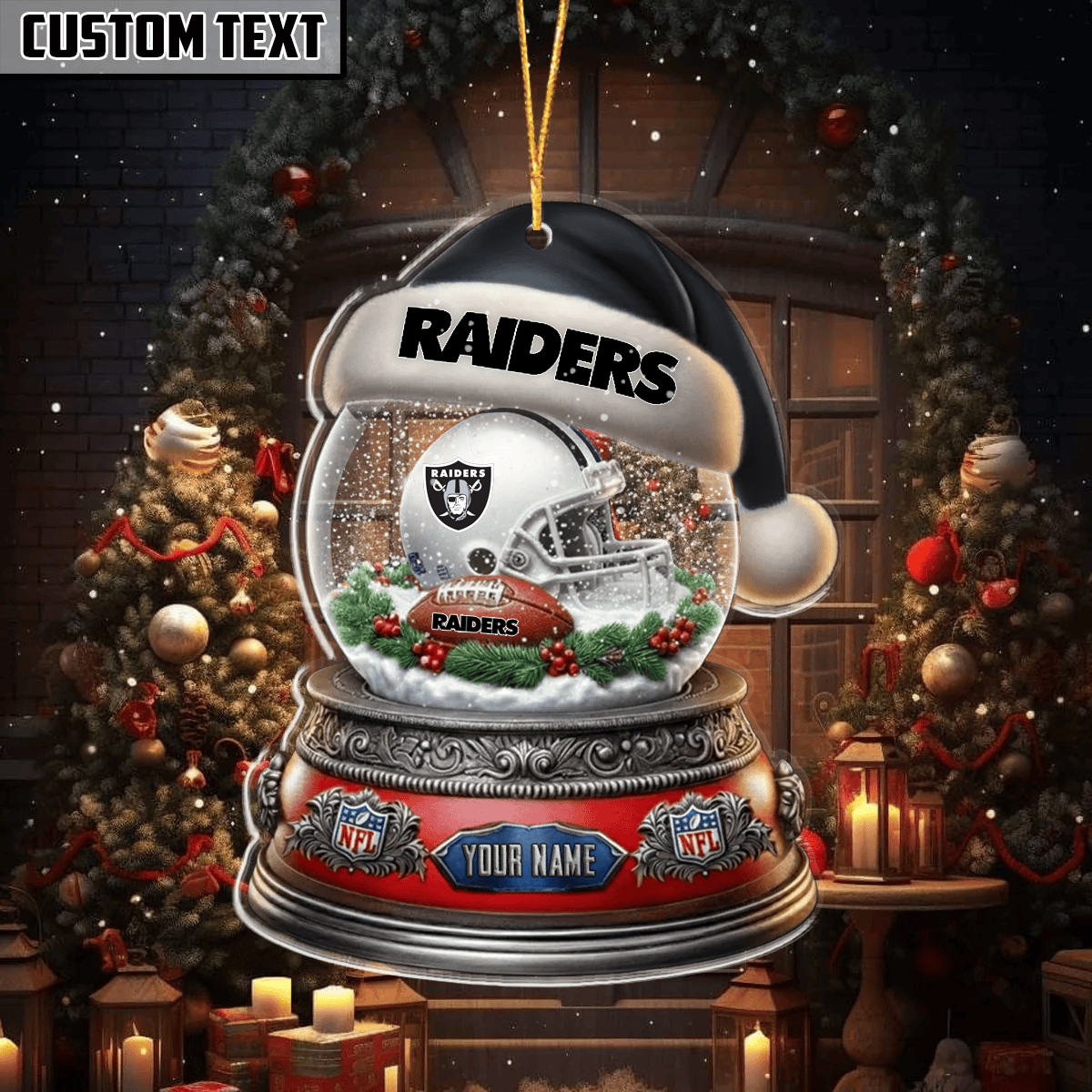 LIMITED EDITION - NEW CUSTOMIZED NFL07 LVR LAS VEGAS RAIDERS ORNAMENT
