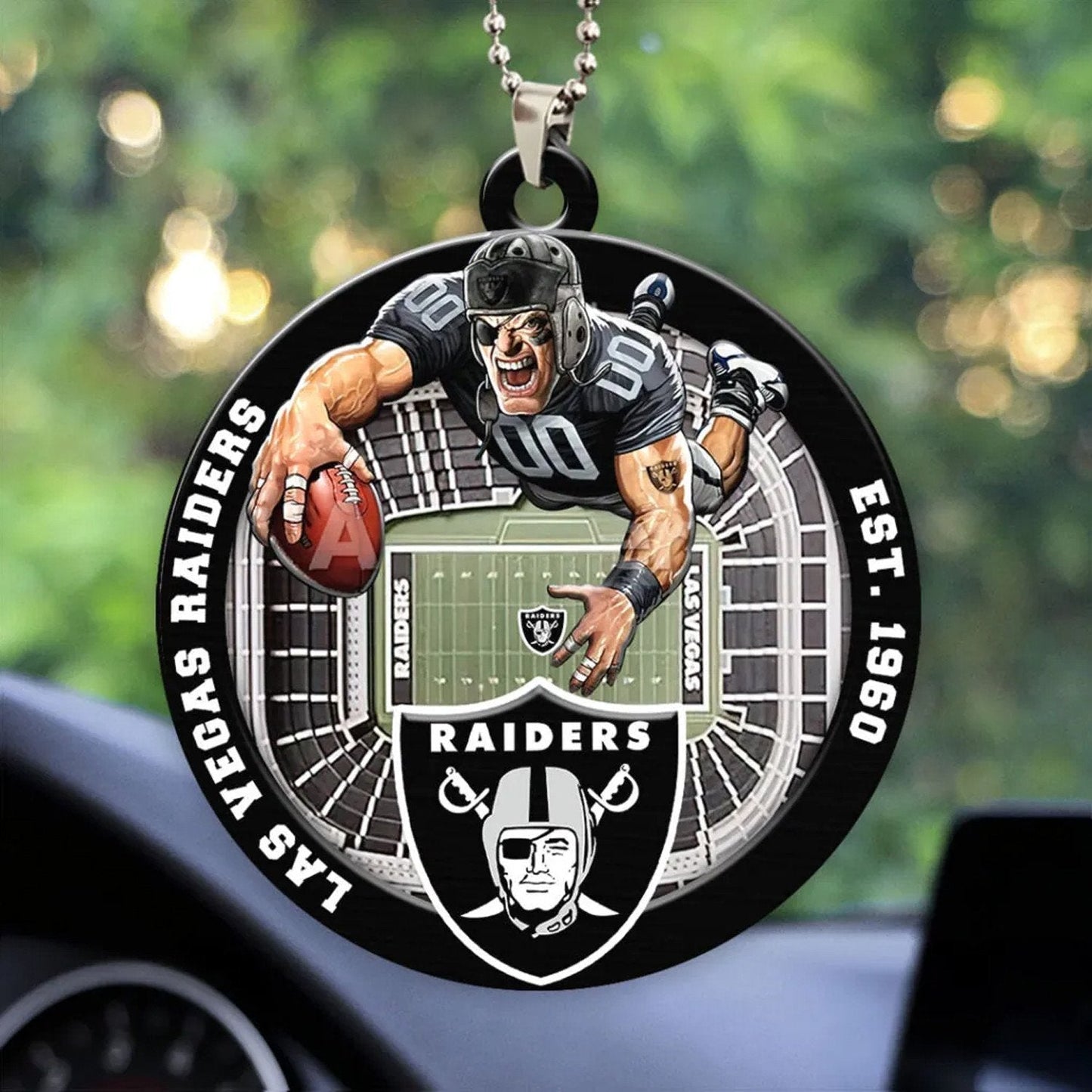 LIMITED EDITION - NEW CUSTOMIZED NFL07 LVR LAS VEGAS RAIDERS ORNAMENT
