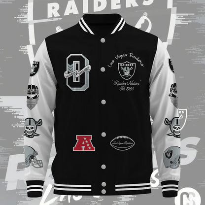 LIMITED EDITION - NEW CUSTOMIZED NFL07 LVR LAS VEGAS RAIDERS BASEBALL JACKET