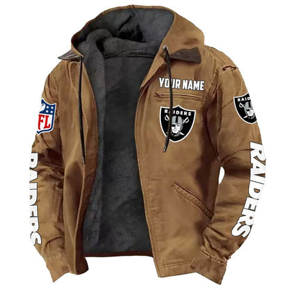 LIMITED EDITION - NEW CUSTOMIZED NFL07 LVR LAS VEGAS RAIDERS HOODED CARDIGAN JACKET