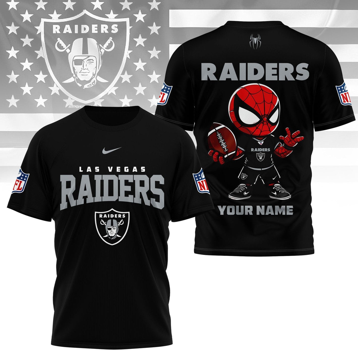 LIMITED EDITION - NEW CUSTOMIZED NFL07 LVR LAS VEGAS RAIDERS SPIDER HERO 3D SHIRT