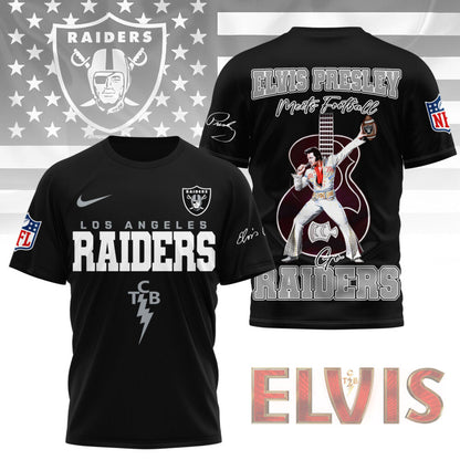LIMITED EDITION - NEW CUSTOMIZED NFL07 LVR LAS VEGAS RAIDERS X ELVIS PRESLEY FAN 3D SHIRT