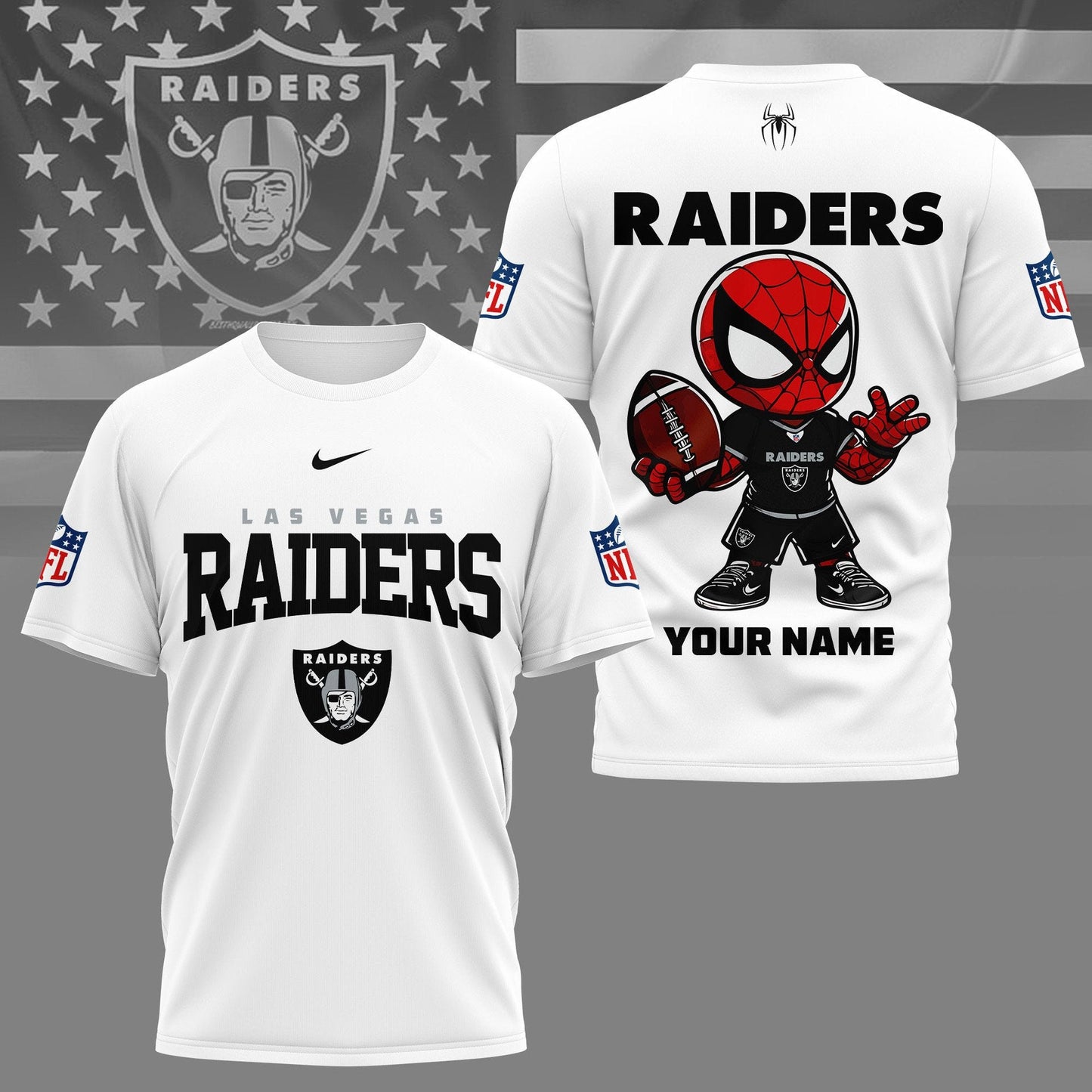 LIMITED EDITION - NEW CUSTOMIZED NFL07 LVR LAS VEGAS RAIDERS SPIDER HERO 3D SHIRT