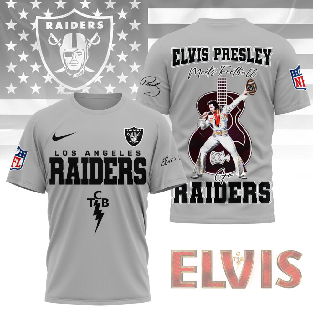 LIMITED EDITION - NEW CUSTOMIZED NFL07 LVR LAS VEGAS RAIDERS X ELVIS PRESLEY FAN 3D SHIRT