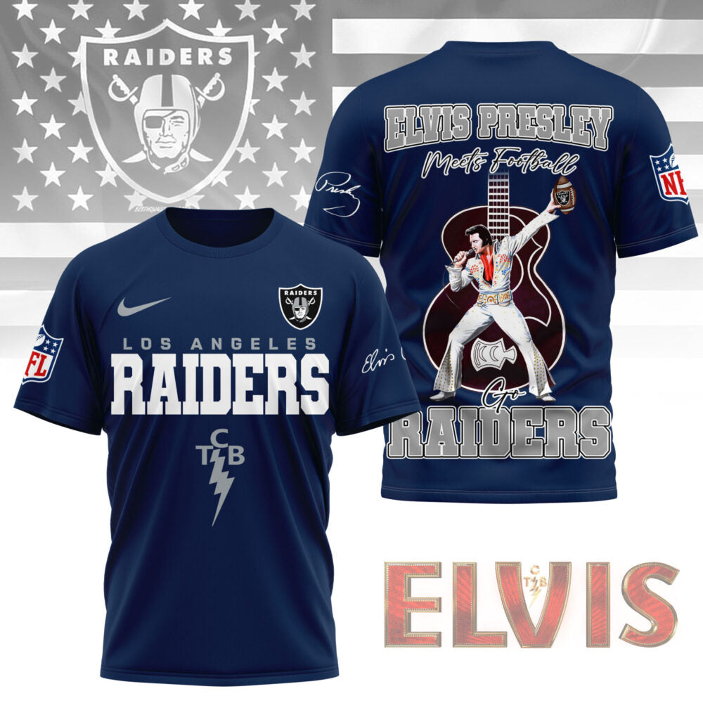 LIMITED EDITION - NEW CUSTOMIZED NFL07 LVR LAS VEGAS RAIDERS X ELVIS PRESLEY FAN 3D SHIRT