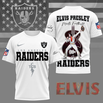 LIMITED EDITION - NEW CUSTOMIZED NFL07 LVR LAS VEGAS RAIDERS X ELVIS PRESLEY FAN 3D SHIRT