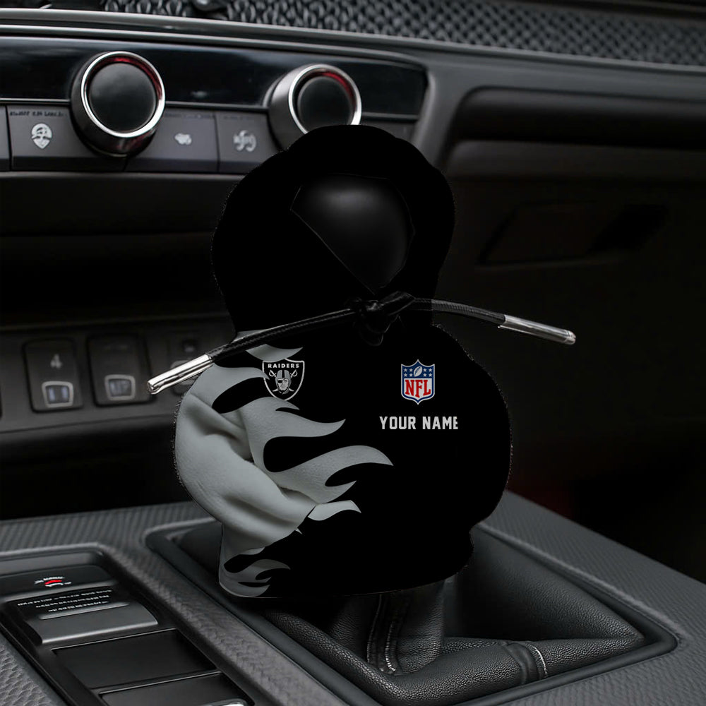 LIMITED EDITION - NEW CUSTOMIZED NFL07 LVR LAS VEGAS RAIDERS CAR HOODIE SHIFT KNOB COVER