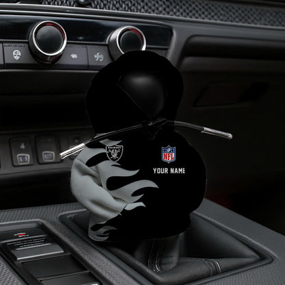 LIMITED EDITION - NEW CUSTOMIZED NFL07 LVR LAS VEGAS RAIDERS CAR HOODIE SHIFT KNOB COVER