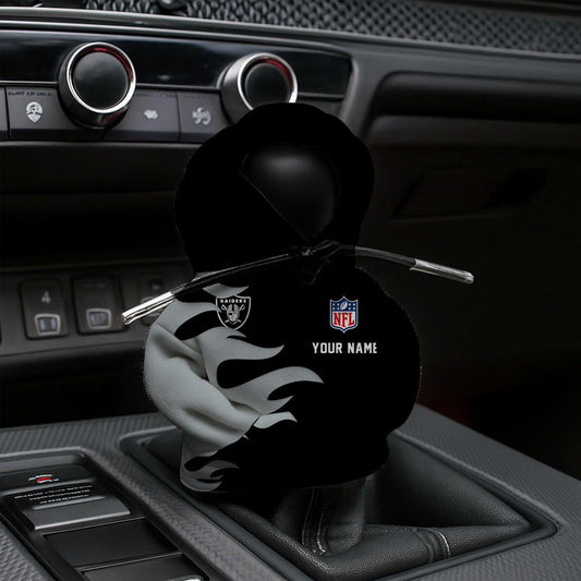 LIMITED EDITION - NEW CUSTOMIZED NFL07 LVR LAS VEGAS RAIDERS CAR HOODIE SHIFT KNOB COVER