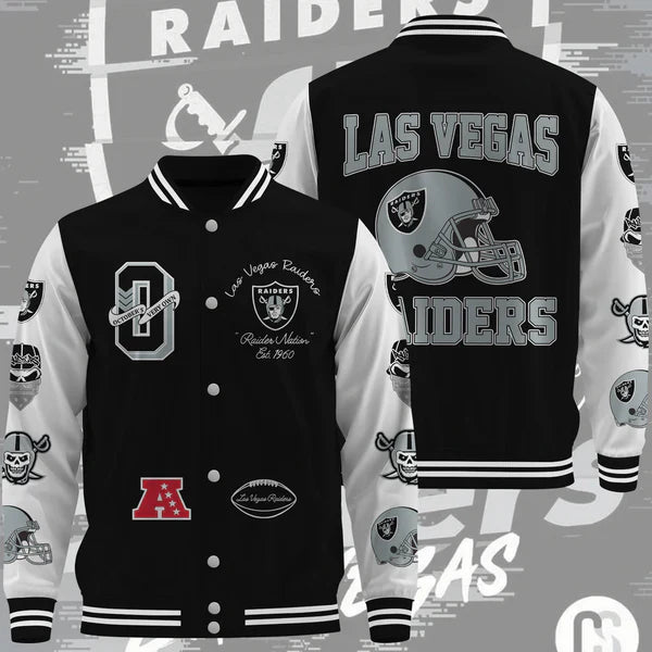 LIMITED EDITION - NEW CUSTOMIZED NFL07 LVR LAS VEGAS RAIDERS BASEBALL JACKET