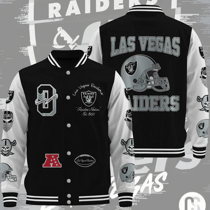 LIMITED EDITION - NEW CUSTOMIZED NFL07 LVR LAS VEGAS RAIDERS BASEBALL JACKET