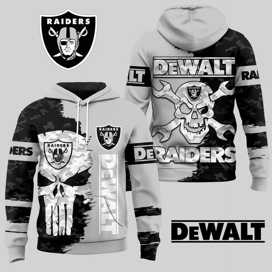 LIMITED EDITION - NEW CUSTOMIZED NFL07 LVR LAS VEGAS RAIDERS DEWALT UNISEX T-SHIRT, POLO, HOODIE & JACKETS