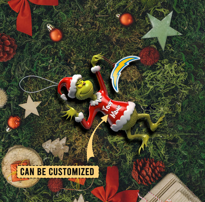 LIMITED EDITION - NEW CUSTOMIZED NFL09 LAC LOS ANGELES CHARGERS THE GRINCH ACRYLIC ORNAMENT