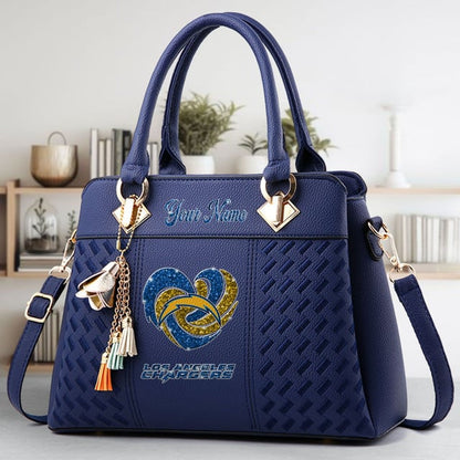 LIMITED EDITION - NEW CUSTOMIZED NFL09 LAC LOS ANGELES CHARGERS ZIP HANDBAG MULTICOLOR
