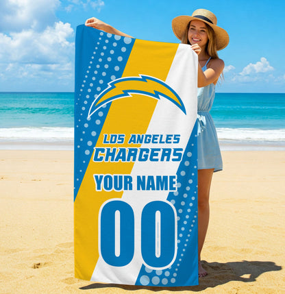 LIMITED EDITION - NEW CUSTOMIZED NFL09 LAC LOS ANGELES CHARGERS BEACH & BATH TOWEL