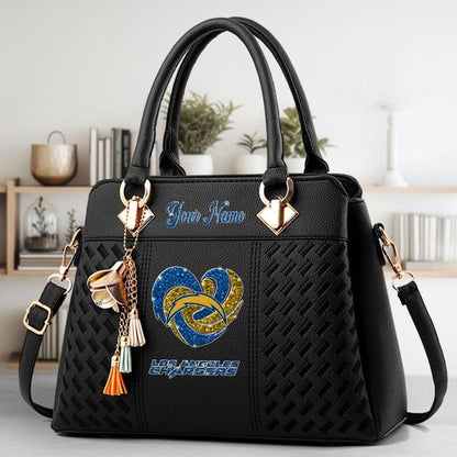 LIMITED EDITION - NEW CUSTOMIZED NFL09 LAC LOS ANGELES CHARGERS ZIP HANDBAG MULTICOLOR