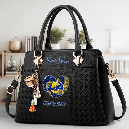 LIMITED EDITION - NEW CUSTOMIZED NFL22 LAR LOS ANGELES RAMS ZIP HANDBAG MULTICOLOR
