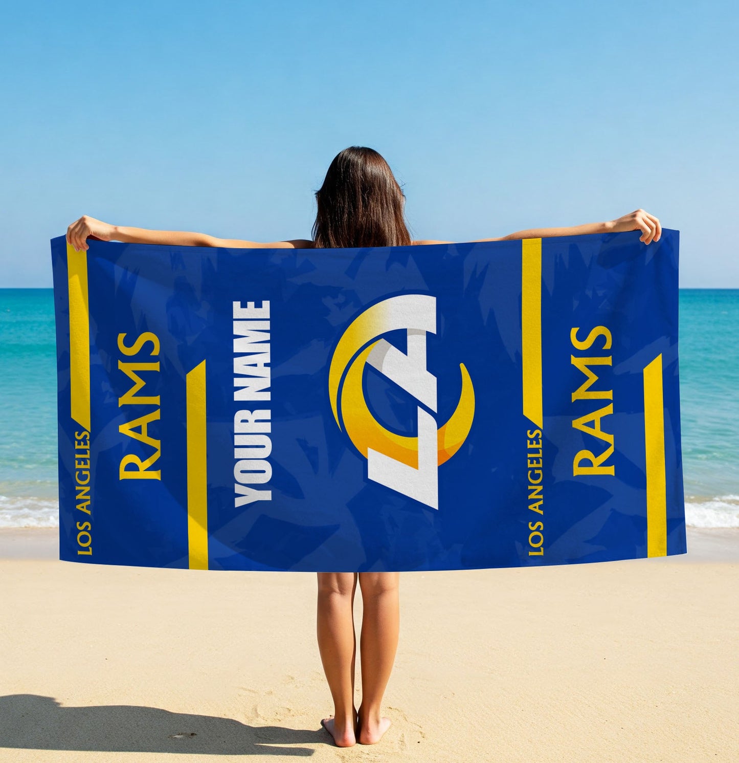 LIMITED EDITION - NEW CUSTOMIZED NFL22 LAR LOS ANGELES RAMS BEACH & BATH TOWEL