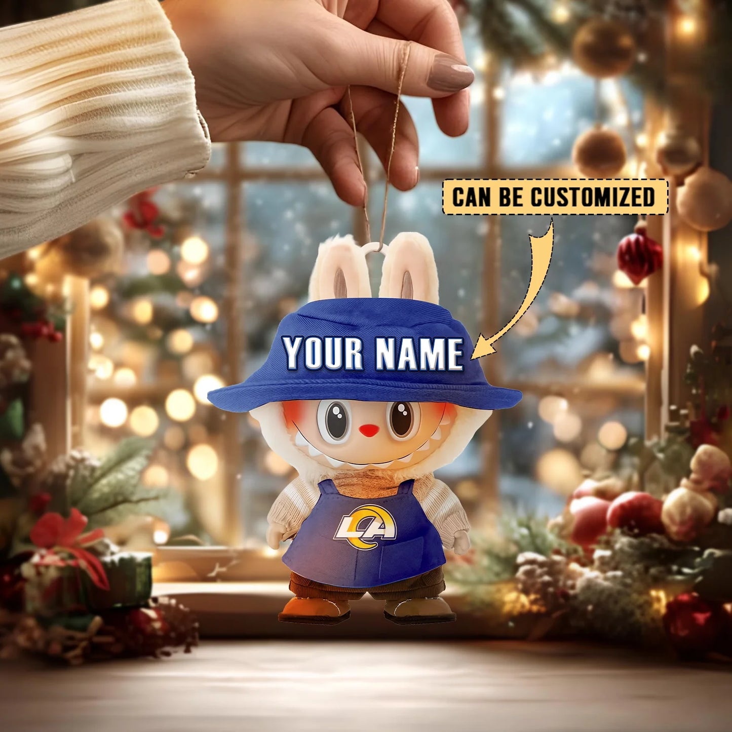 LIMITED EDITION - NEW CUSTOMIZED NFL22 LAR LOS ANGELES RAMS LABUBU CHRISTMAS ACRYLIC ORNAMENT