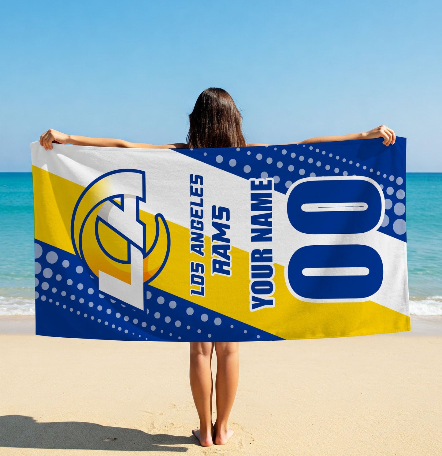 LIMITED EDITION - NEW CUSTOMIZED NFL22 LAR LOS ANGELES RAMS BEACH & BATH TOWEL
