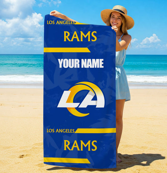 LIMITED EDITION - NEW CUSTOMIZED NFL22 LAR LOS ANGELES RAMS BEACH & BATH TOWEL