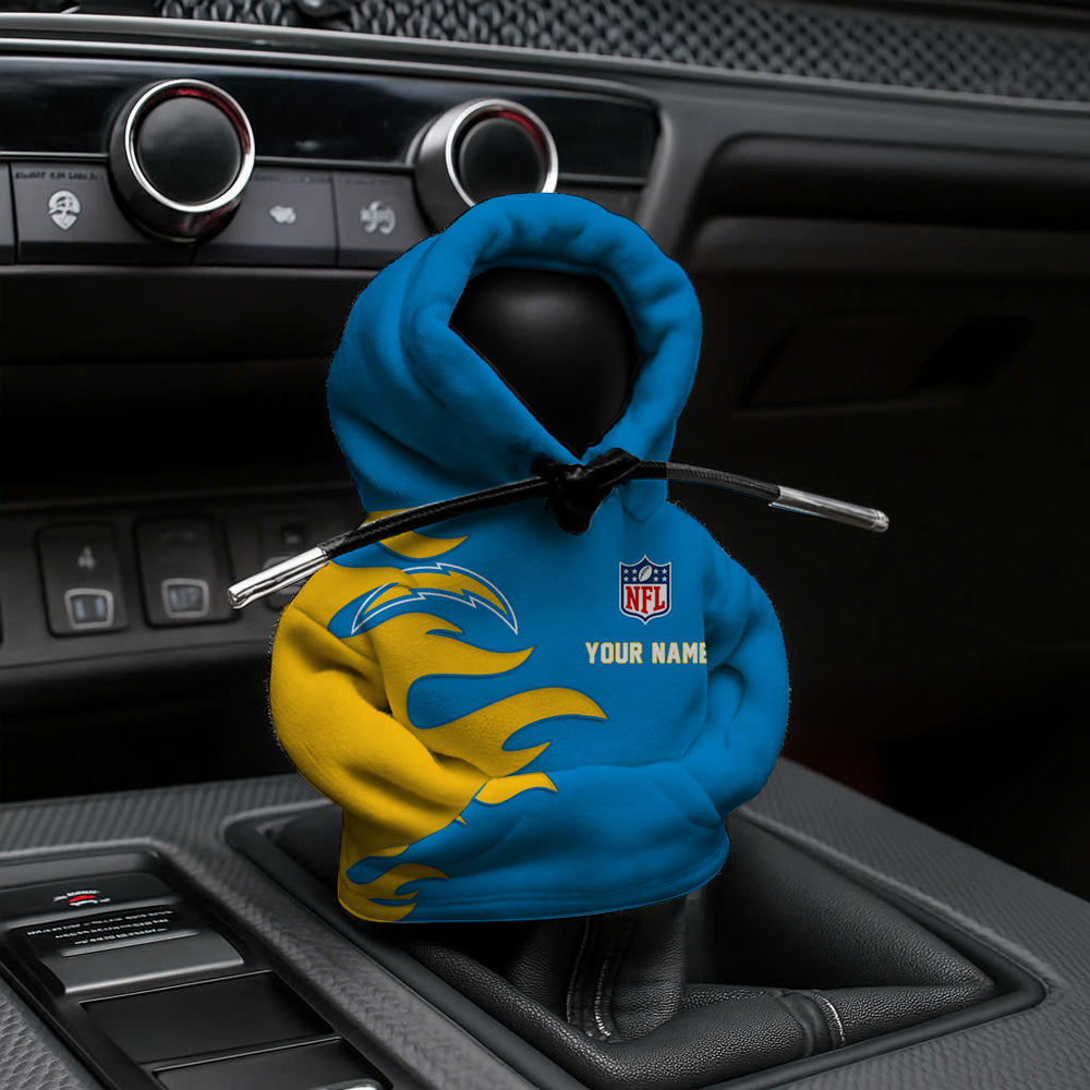 LIMITED EDITION - NEW CUSTOMIZED NFL09 LAC LOS ANGELES CHARGERS CAR HOODIE SHIFT KNOB COVER