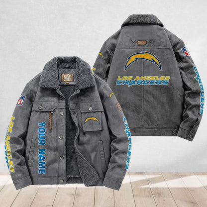 LIMITED EDITION - NEW CUSTOMIZED NFL09 LAC LOS ANGELES CHARGERS FLEECE JACKET