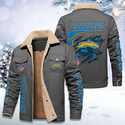 LIMITED EDITION - NEW CUSTOMIZED NFL09 LAC LOS ANGELES CHARGERS FLEECE JACKET