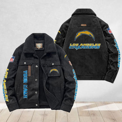 LIMITED EDITION - NEW CUSTOMIZED NFL09 LAC LOS ANGELES CHARGERS FLEECE JACKET