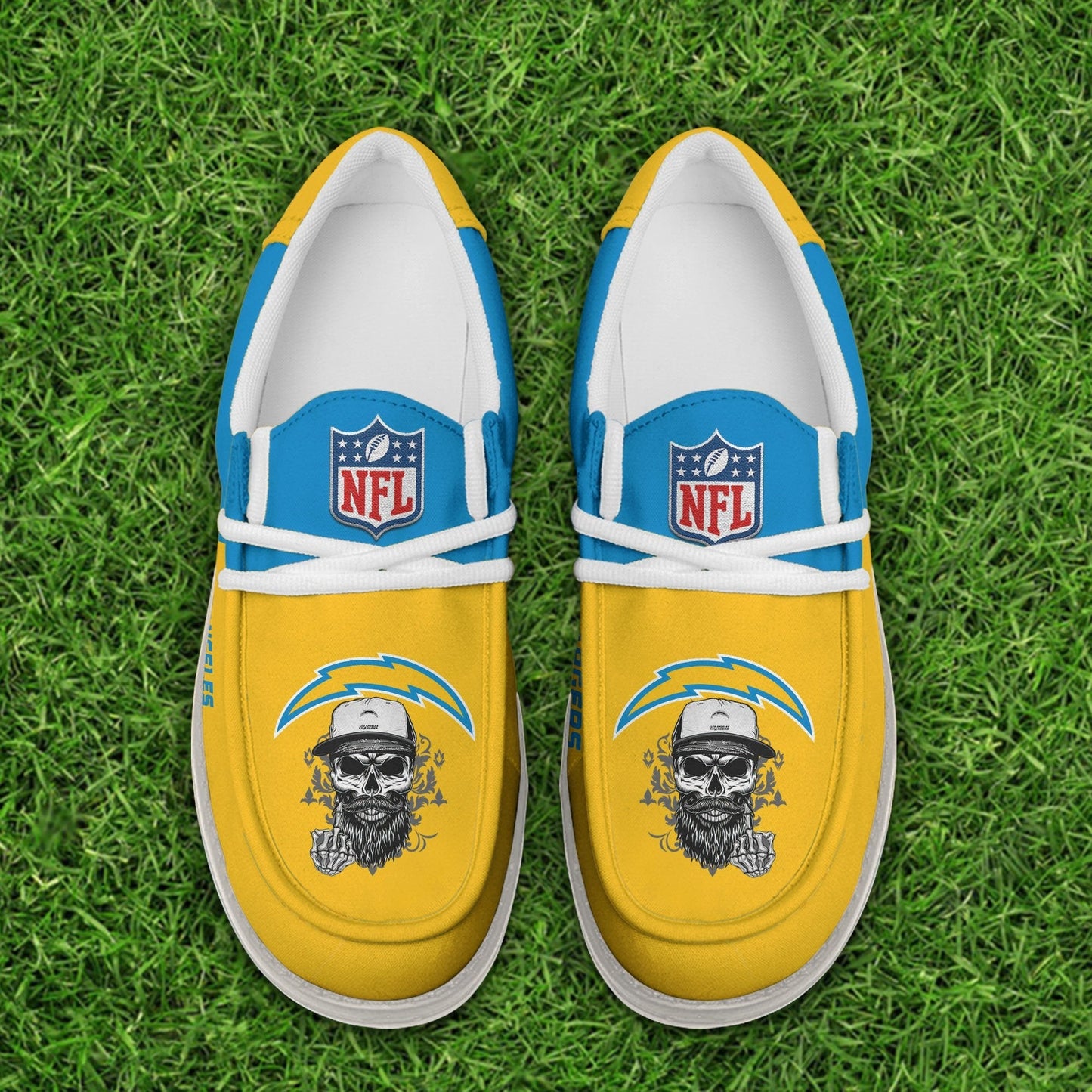 LIMITED EDITION - NEW CUSTOMIZED NFL09 LAC LOS ANGELES CHARGERS LOAFER SHOES