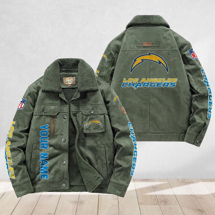 LIMITED EDITION - NEW CUSTOMIZED NFL09 LAC LOS ANGELES CHARGERS FLEECE JACKET