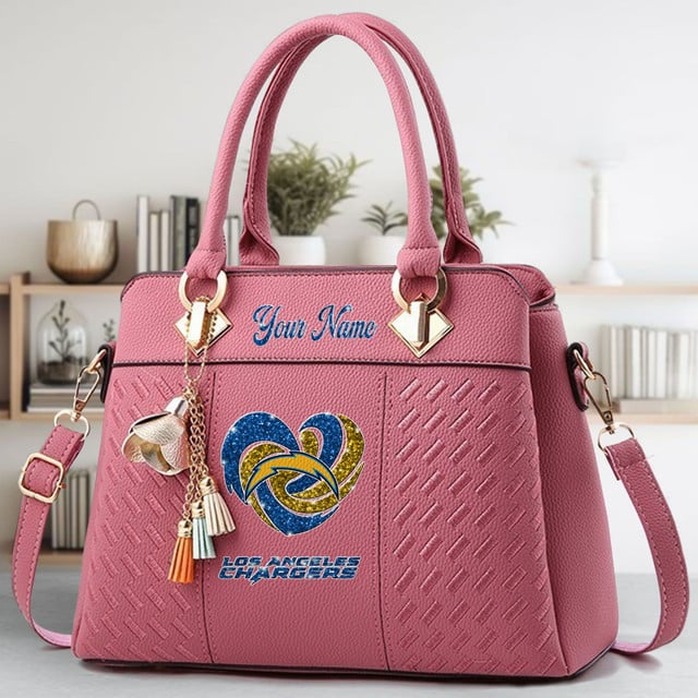 LIMITED EDITION - NEW CUSTOMIZED NFL09 LAC LOS ANGELES CHARGERS ZIP HANDBAG MULTICOLOR