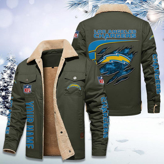 LIMITED EDITION - NEW CUSTOMIZED NFL09 LAC LOS ANGELES CHARGERS FLEECE JACKET