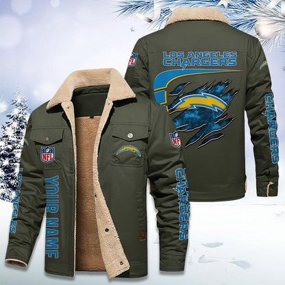 LIMITED EDITION - NEW CUSTOMIZED NFL09 LAC LOS ANGELES CHARGERS FLEECE JACKET