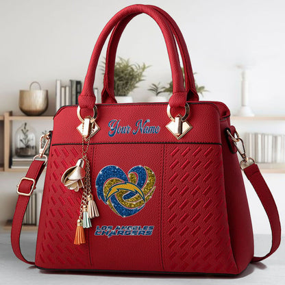 LIMITED EDITION - NEW CUSTOMIZED NFL09 LAC LOS ANGELES CHARGERS ZIP HANDBAG MULTICOLOR