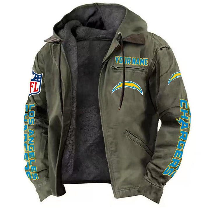 LIMITED EDITION - NEW CUSTOMIZED NFL09 LAC LOS ANGELES CHARGERS HOODED CARDIGAN JACKET