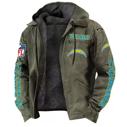 LIMITED EDITION - NEW CUSTOMIZED NFL09 LAC LOS ANGELES CHARGERS HOODED CARDIGAN JACKET