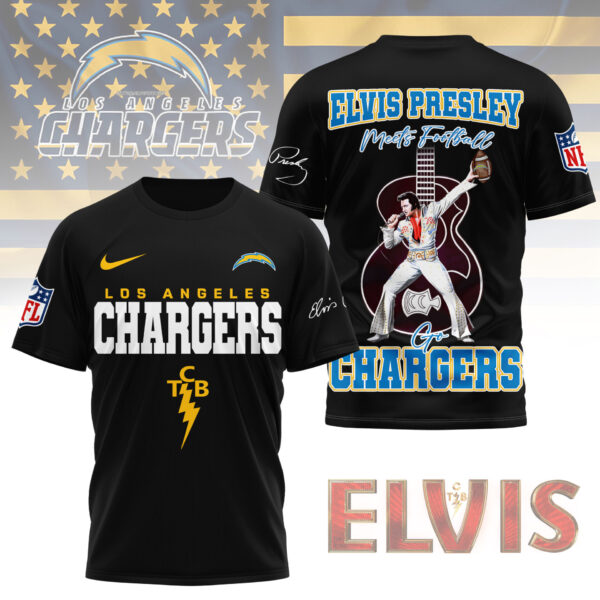 LIMITED EDITION - NEW CUSTOMIZED NFL09 LAC LOS ANGELES CHARGERS X ELVIS PRESLEY FAN 3D SHIRT
