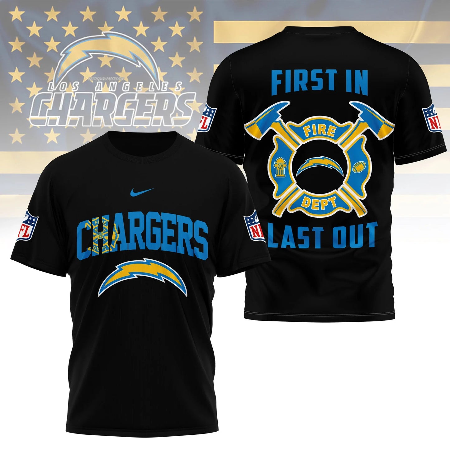 LIMITED EDITION - NEW CUSTOMIZED NFL09 LAC LOS ANGELES CHARGERS T-SHIRT | MULTIPLE COLORS AVAILABLE