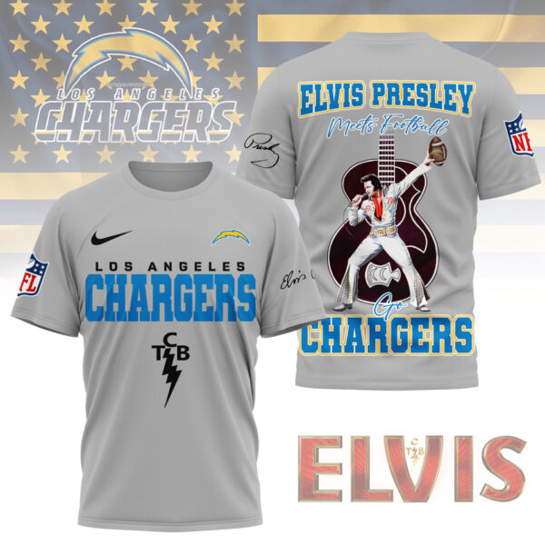 LIMITED EDITION - NEW CUSTOMIZED NFL09 LAC LOS ANGELES CHARGERS X ELVIS PRESLEY FAN 3D SHIRT