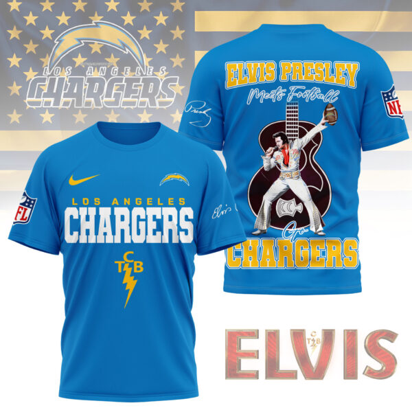 LIMITED EDITION - NEW CUSTOMIZED NFL09 LAC LOS ANGELES CHARGERS X ELVIS PRESLEY FAN 3D SHIRT